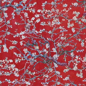 Almond blossom seamless pattern 3 red