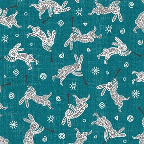 Kokopelli Rabbits Toss // Teal