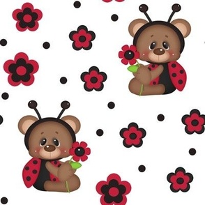 Red Ladybug Bear Floral Baby Girl   