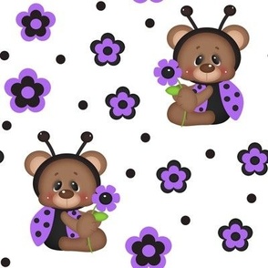 Purple Ladybug Bear Floral Baby Girl   