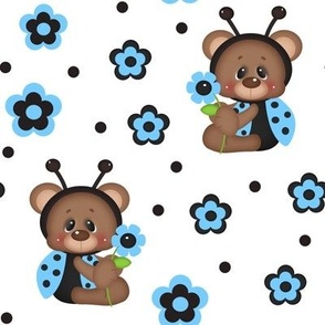 Blue Ladybug Bear Floral Baby Girl  