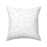 Dogs line art - dachshunds, labradors, pugs, poodles, chihuahuas, pink on white - small