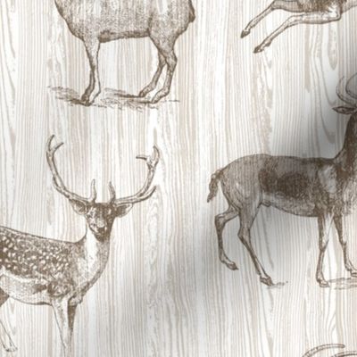 VINTAGE ANIMALS WITH HORNS - SEPIA TONES AND WOOD TEXTURE