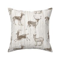 VINTAGE ANIMALS WITH HORNS - SEPIA TONES AND WOOD TEXTURE