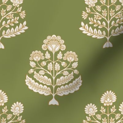 indian floral-block-sage green-medium scale