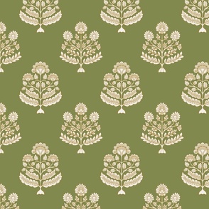 indian floral-block-sage green-medium scale