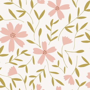 floral vines in blush and citron - jumbo