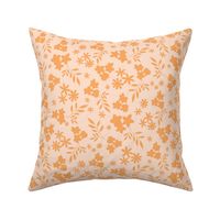 Floral silhouette neutral apricot orange by Jac Slade