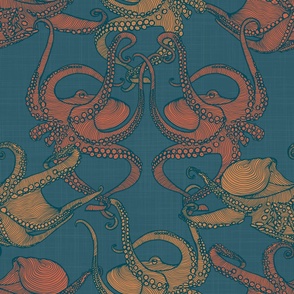 Cephalopod - Octopi - Teal _ Orange-