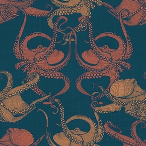 Cephalopod - Octopi - Dark Teal _ Orange