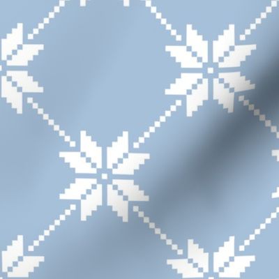 Winter snow flower knit Sky blue Pastel Christmas