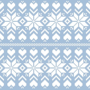 Winter hearts knit Sky blue Pastel Christmas