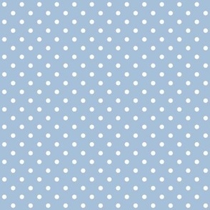 Tiny small sky blue polka dots white