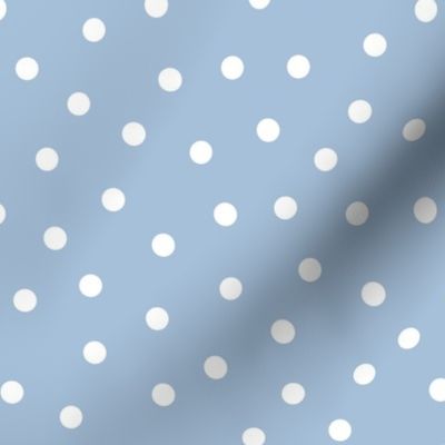 Sky blue pastel white scattered polka dots