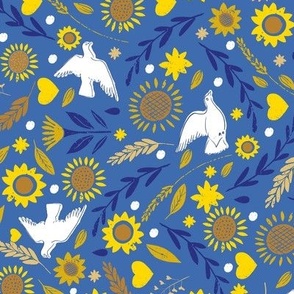 Doves and sunflowers Teatowel 