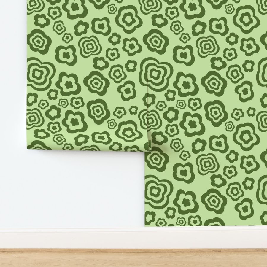 (medium) abstract floral shapes green