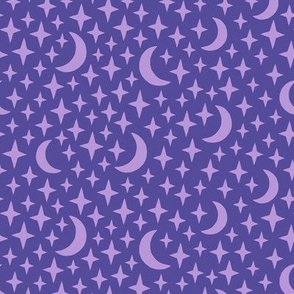 Stars and Moon dark purple