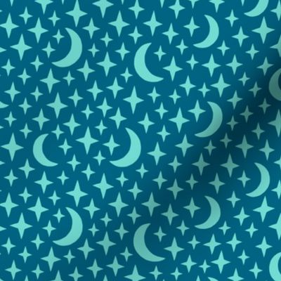 Stars and Moon teal