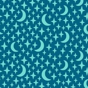 Stars and Moon teal