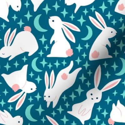 Rabbits and Stars teal