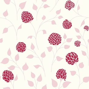 Doodle florals in Viva Magenta,color of the Year 2023 