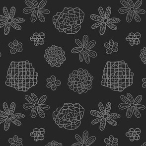 (small) bloom textured flowers on monochrome grey