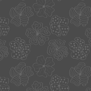 (small) line art hibiscus grey
