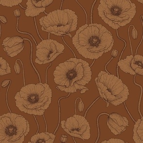 Poppies in earth tones