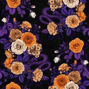 Hidden in the roses, orange, violet, black