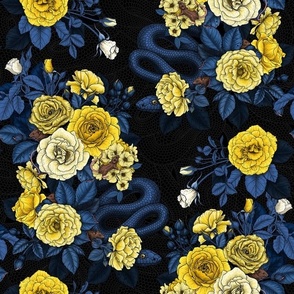 Hidden in the roses, yellow, blue and black