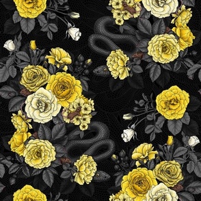 Hidden in the roses, yellow, gray and black