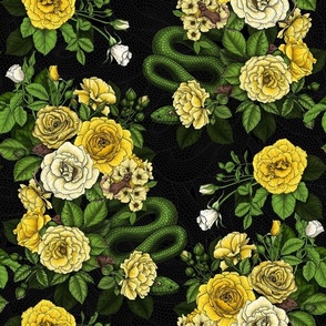 Hidden in the roses, yellow, green and black