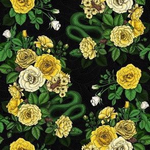 Hidden in the roses, yellow, green and black