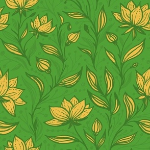 Doodle florals in yellow and green