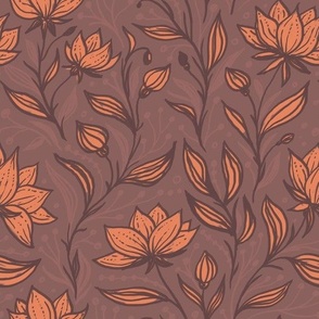 Doodle florals in browns 