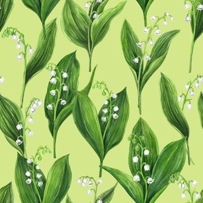 Lily of the valley on honeydew green