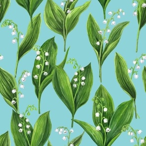 Lily of the valley on pool blue