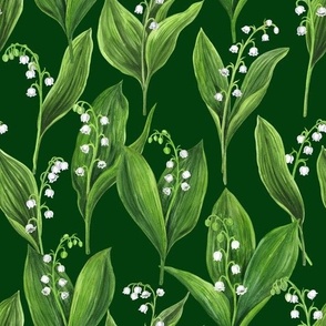 Lily of the valley on dark green
