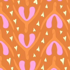 Clitoris and Hearts - Orange