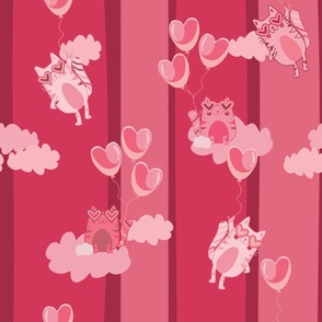 Love is in the Air-Kutie Kitties-Decor Stripe-Cerise Palette