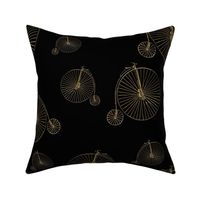 Steampunk Penny Farthing - Golden on Black Background