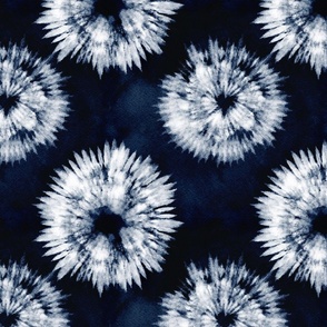 small scale shibori - white circles on indigo blue - shibori textile pattern