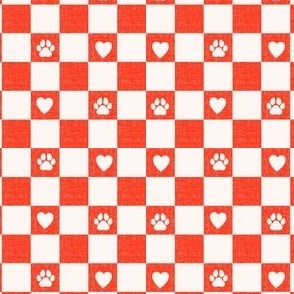 Checker Puppy love paws _poppy red