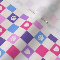 Checker Puppy love paws_ pink purple