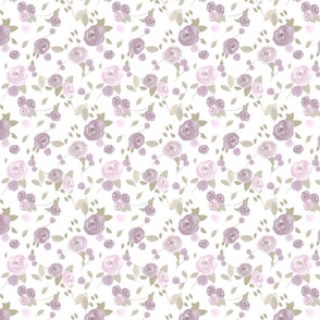 Light Dusty Pink Watercolour Floral on White