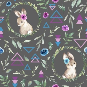 geo bunnies floral grey