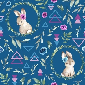 geo bunnies floral navy