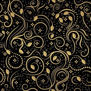 Geometric floral gold/black