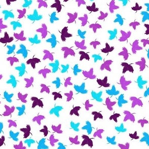 Violet and cyan maple leaves