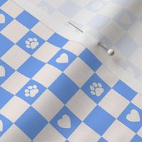 Checker Puppy love paws _bright blue